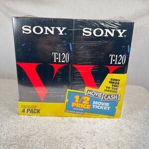 Sony T-120Vc Premium Grade Blank VHS Tape Sealed New Lot Of 4 VCR Tapes 80's